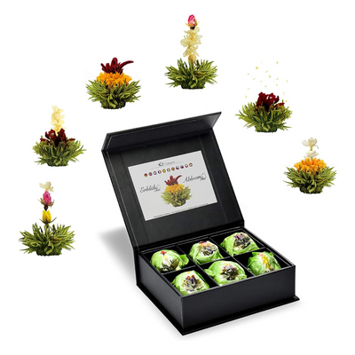 Tea Flowers Gift Set in Magnetic Box - Green or White